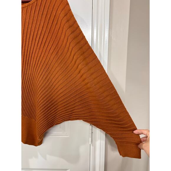 Anthropologie Karla Boat Neck Sweater Dolman Sleeve Rib Knit Alpaca Wool Pecan - Picture 5 of 9